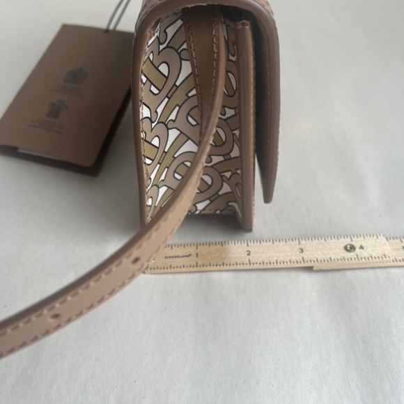 NWT Burberry TB Leather Monogram Small Beige Crossbody Shoulder Bag Purse - Picture 11 of 14